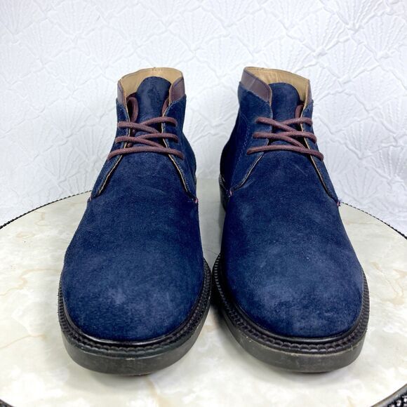 Sebago Chukka Boots Mens 9.5 Navy Blue Suede Leather Turner Lace Up Classic Shoe - Picture 3 of 13